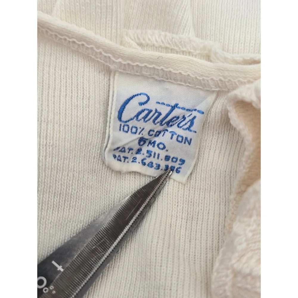 Vintage Carters Nevabind 6 Mo Cream Cotton Side Snap & Front Snap Baby Shirts 2p